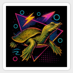Retro Neon Spiny Softshell Turtle Sticker